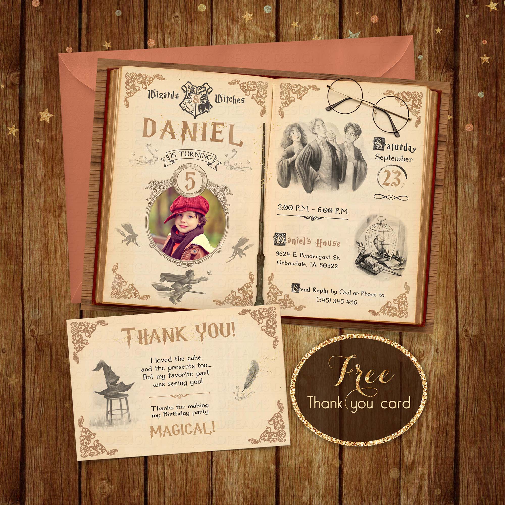 personalized harry potter invitation + free thank you